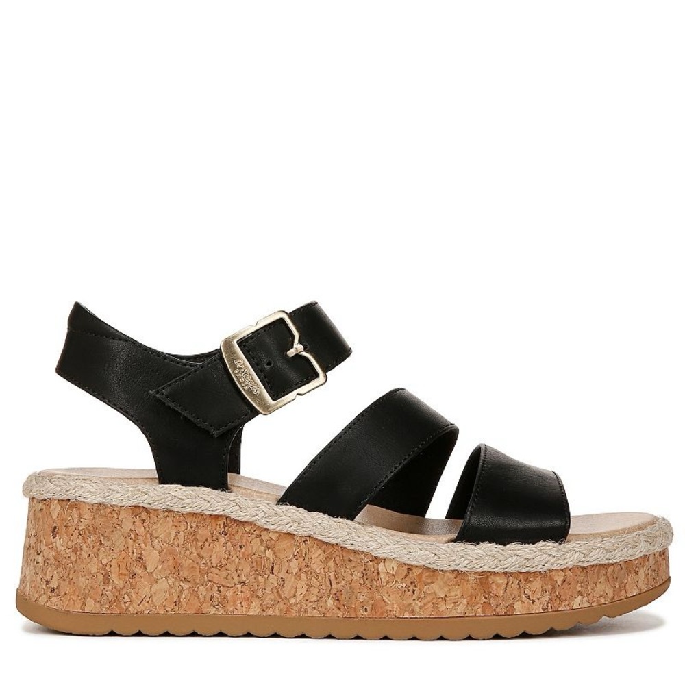 Dr. Scholl's Black‎ Cork Platform Sandals